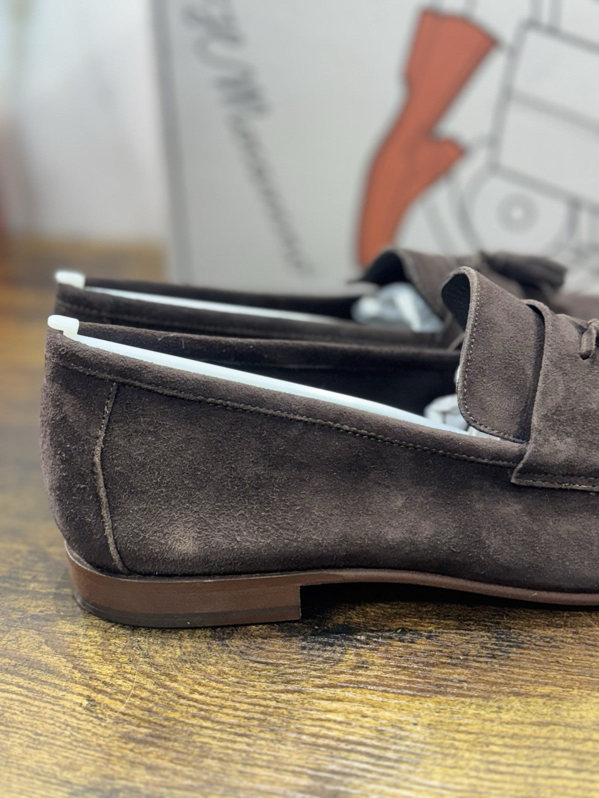 Il Mocassino Tasca Scarpa Suede Marrone 100% Fatta In Italia Mocassino Uomo 42