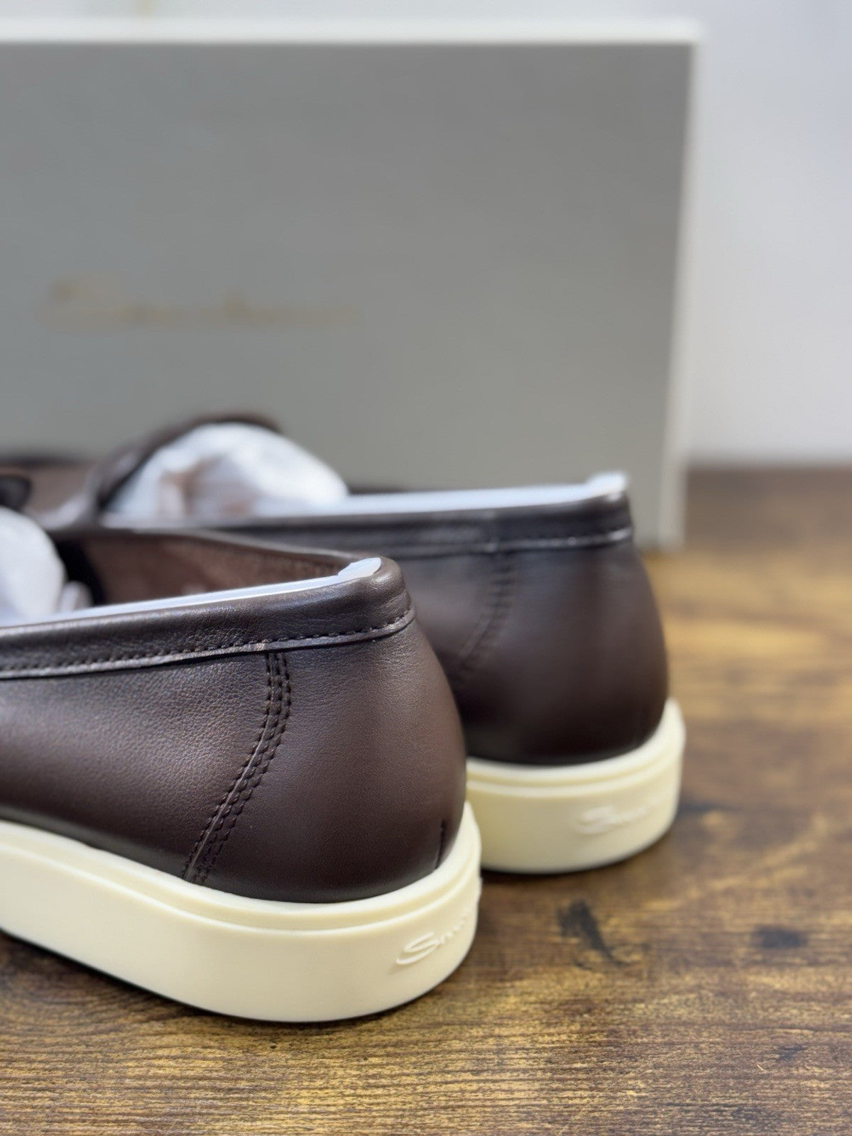 Santoni Mocassino Summer Walk Pelle Dark Brown  Luxury Santoni Scarpe Uomo 43