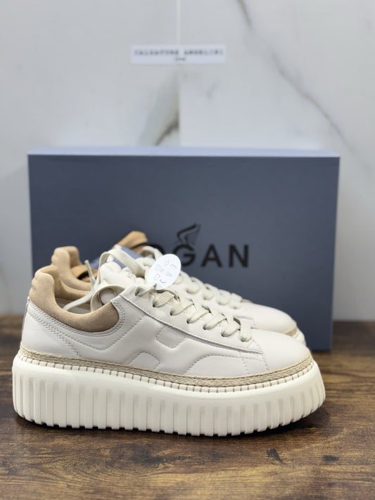 Hogan H Stripes Sneaker Pelle Bianca Zeppa   Memory Foam Scarpa Hogan Donna 38.5