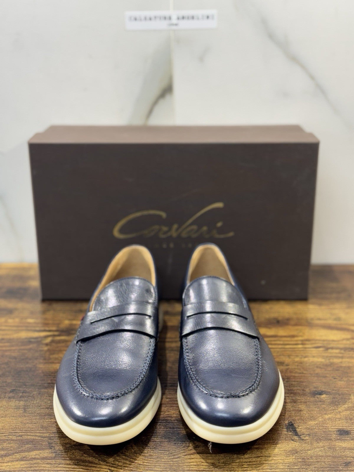 Corvari Scarpa Uomo Mocassino Summer Walk Pelle Blu  Casual Corvari Uomo 42