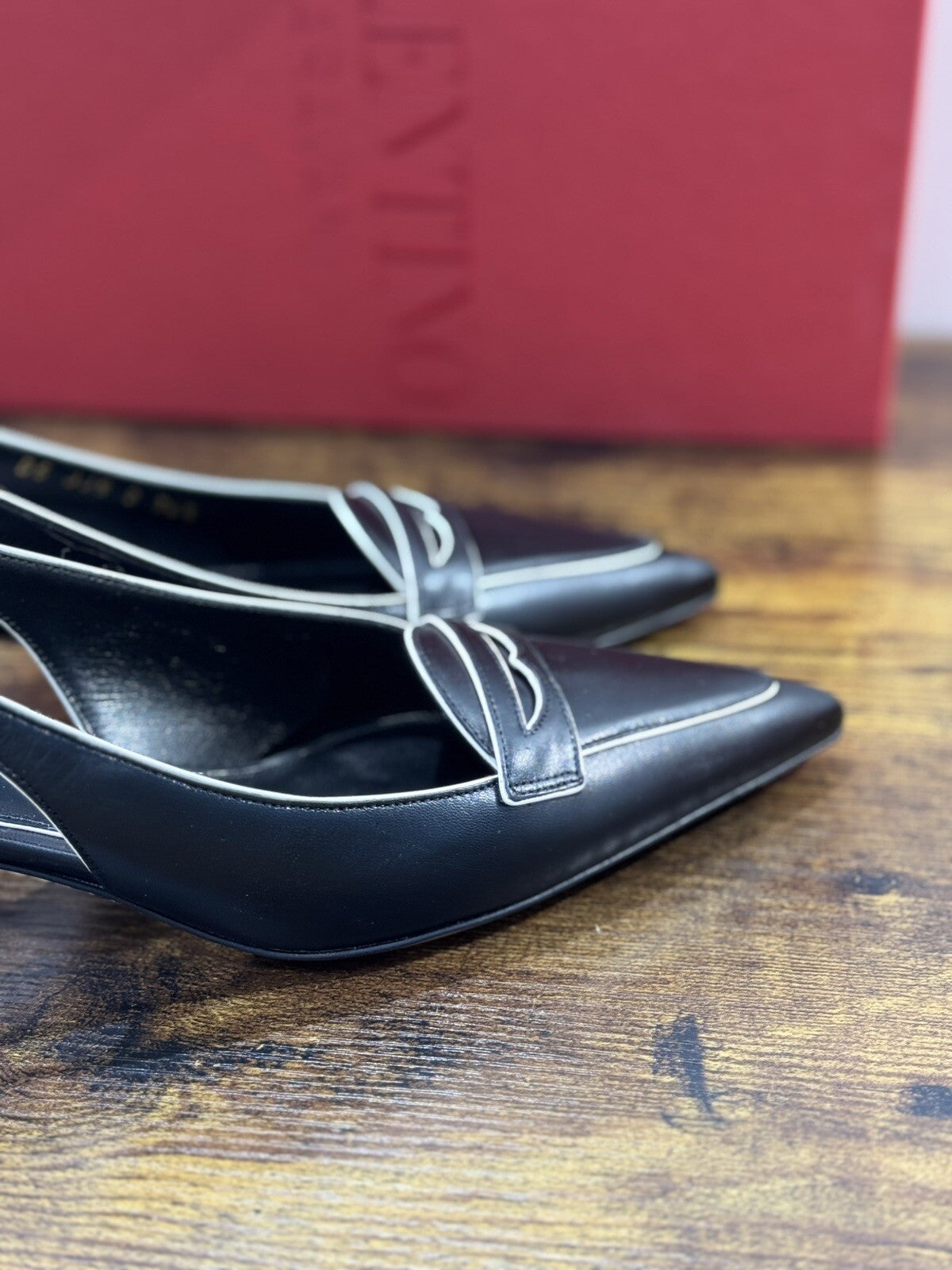 VALENTINO  GARAVANI SLING BACK DONNA PELLE NERA LUXURY Décolleté 38.5