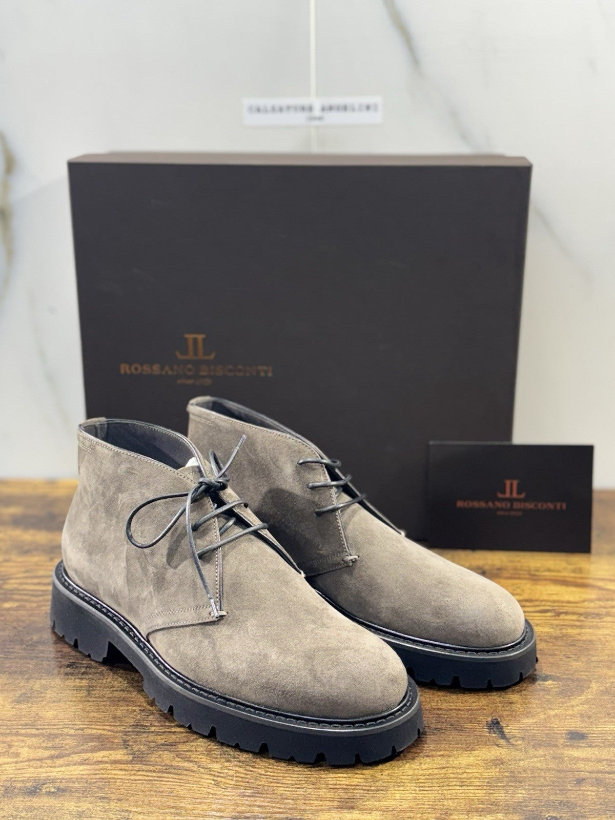 Rossano Bisconti Polacchino  Uomo  Pelle Tortora     Fully Made In Italy 44