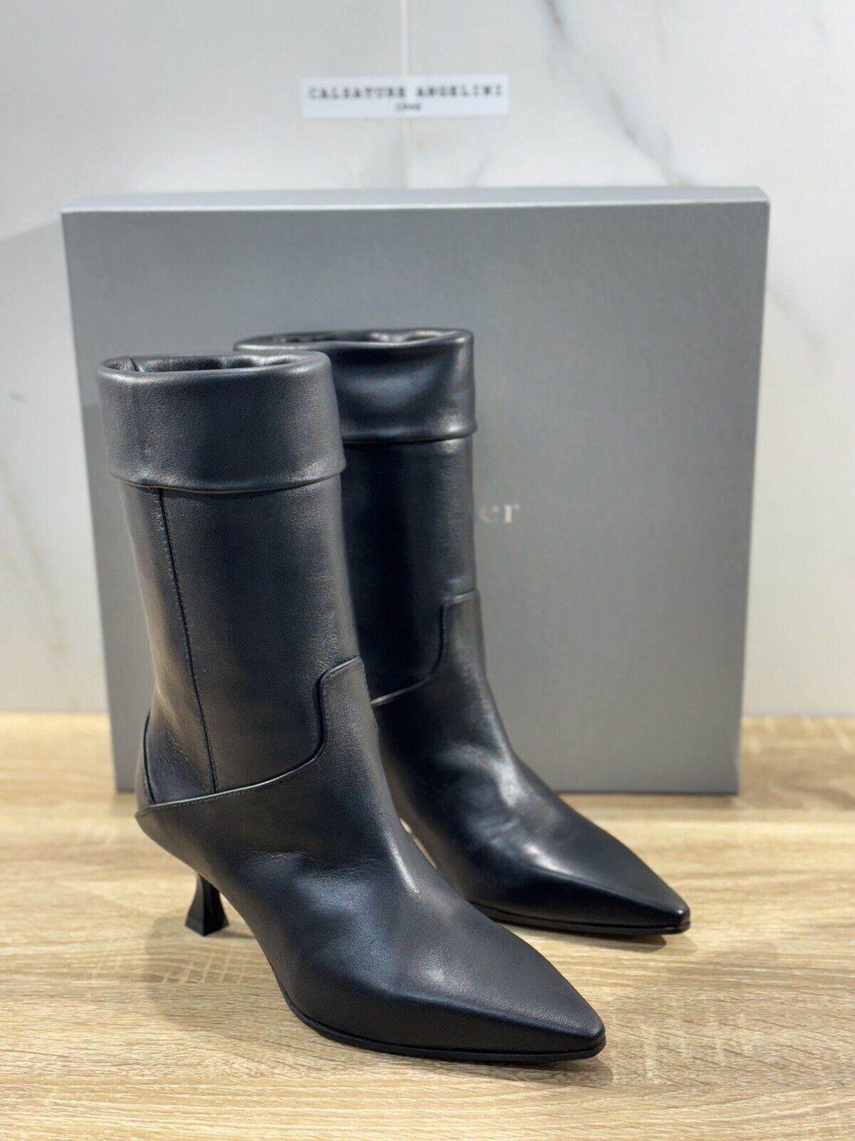 The Seller Stivaletto Donna Pelle Nero Con Tacco  Handmade 41