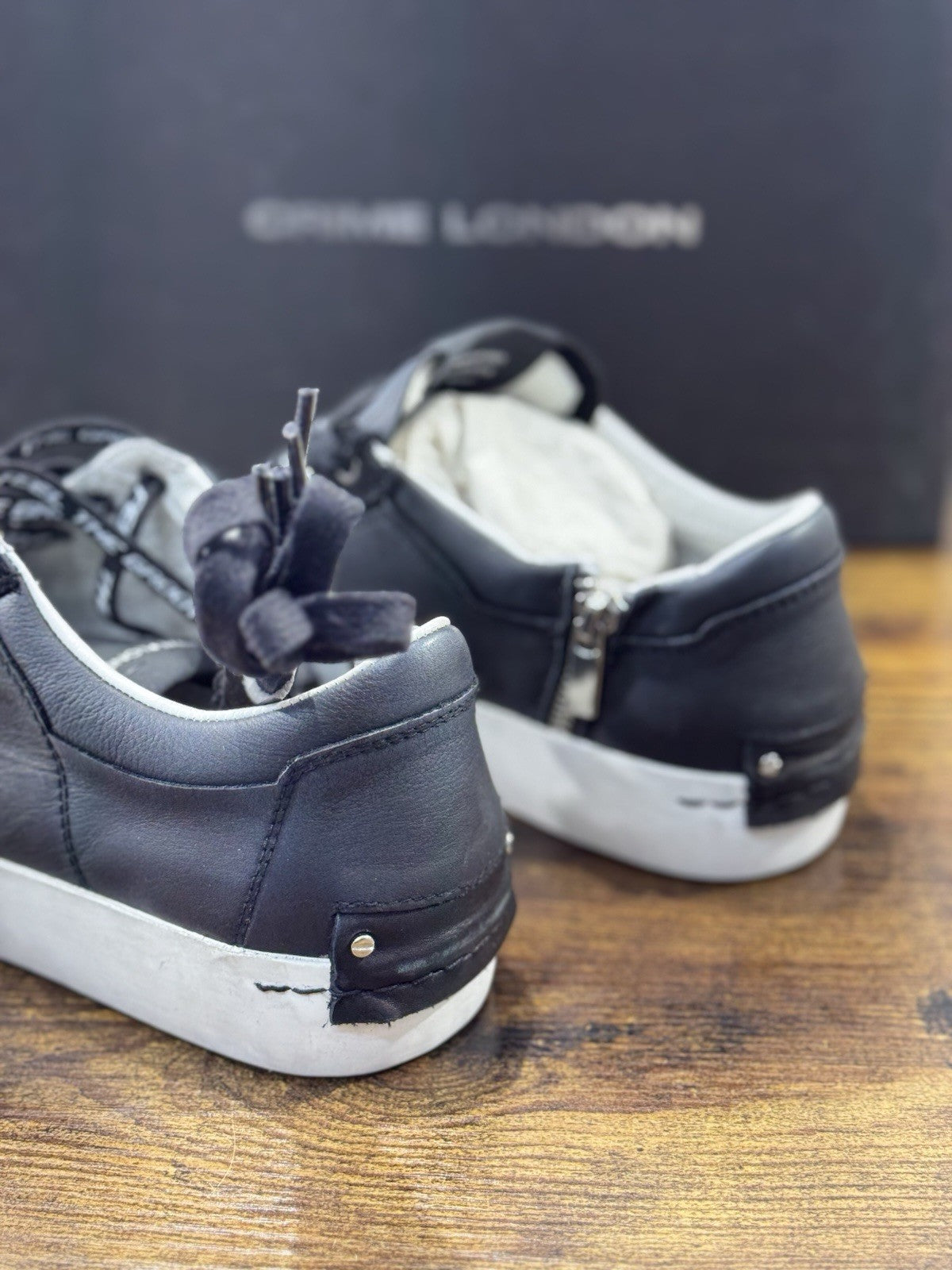 Crime London Sneaker Uomo Low Top Heritage  Pelle Nero  Casual Men Shoes 42