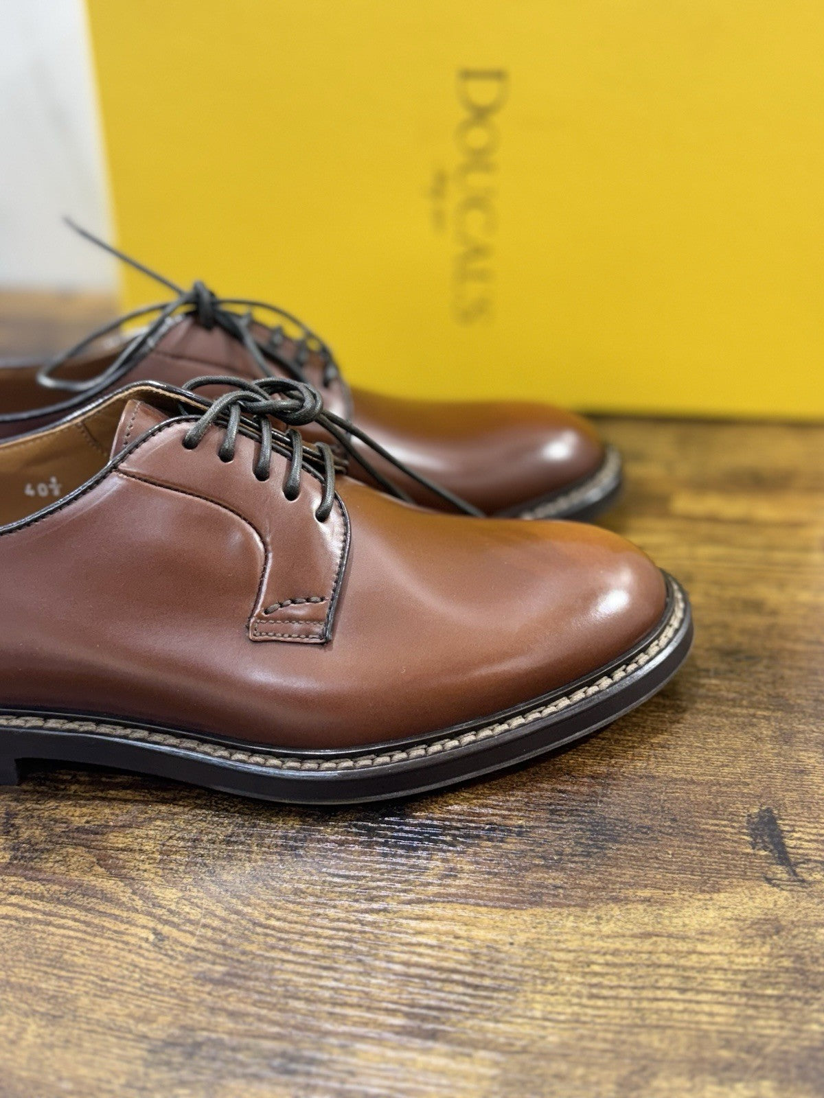 Doucal’s Derby Pelle Polish Castagno Luxury Doucal’s Scarpa Uomo 40.5