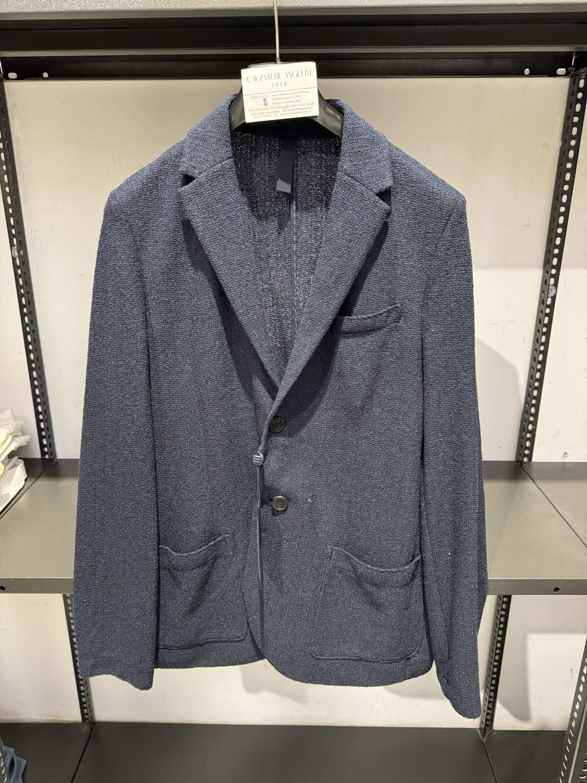 Harris Wharf London Giacca Uomo Frise’   Blu Monopetto Luxury Men Jacket 52