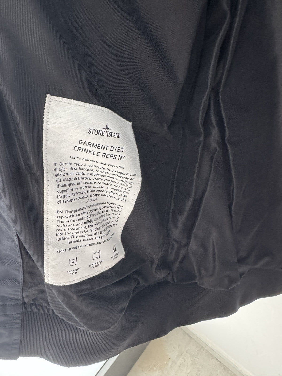 Stone Island Crinkle Reps Ny Garment Dye  Blu Icon Jacket Uomo M