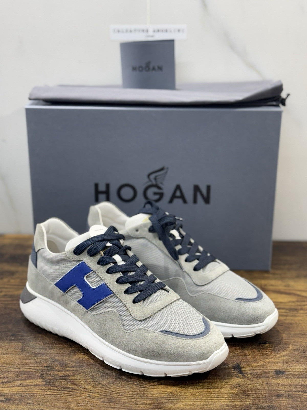 Hogan Interactive 3 Pelle Suede Grey  Blu  Casual Hogan Uomo 42