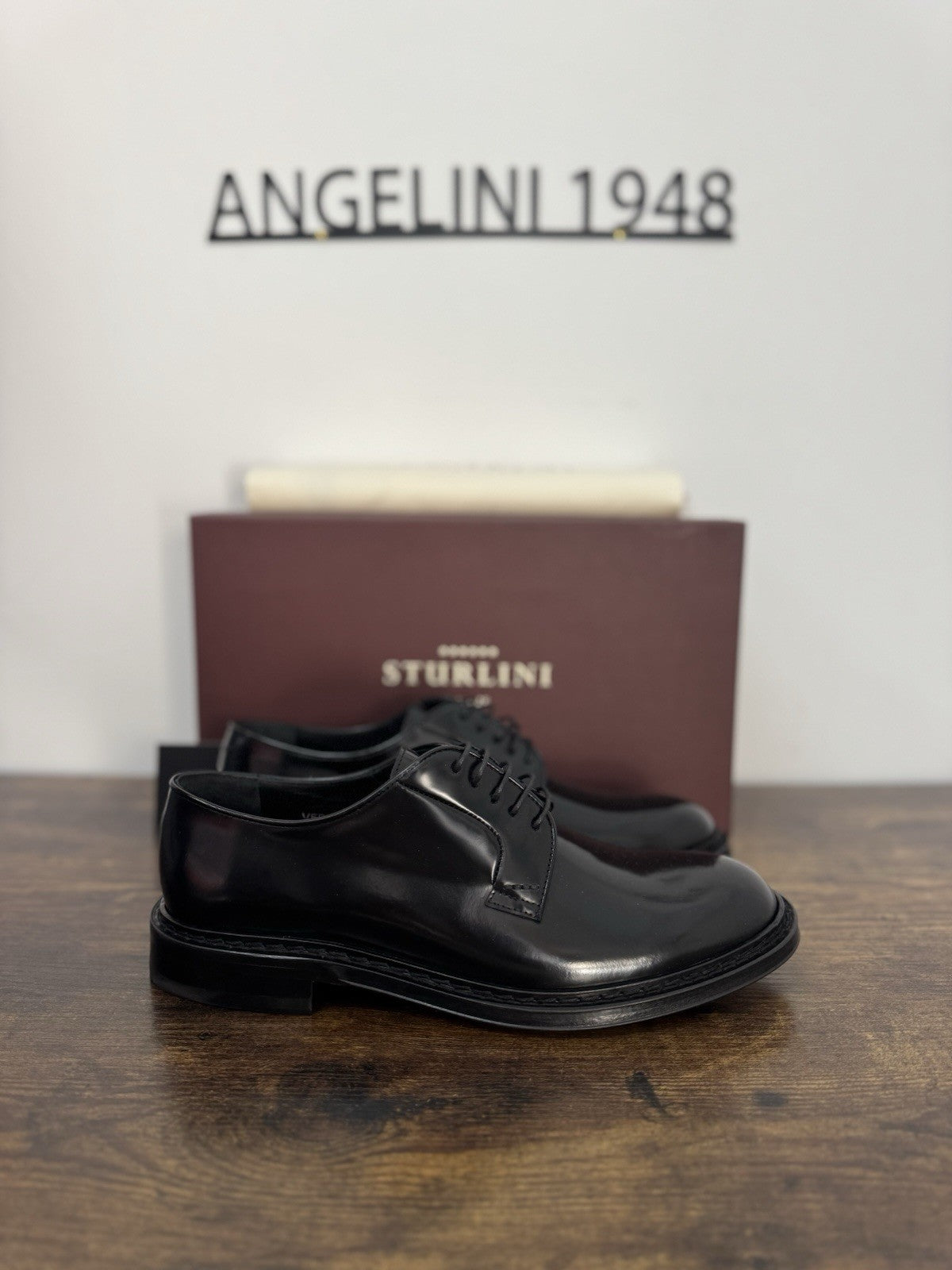 Sturlini  Derby Pelle Nero Polish Binder Luxury Scarpa Uomo 40
