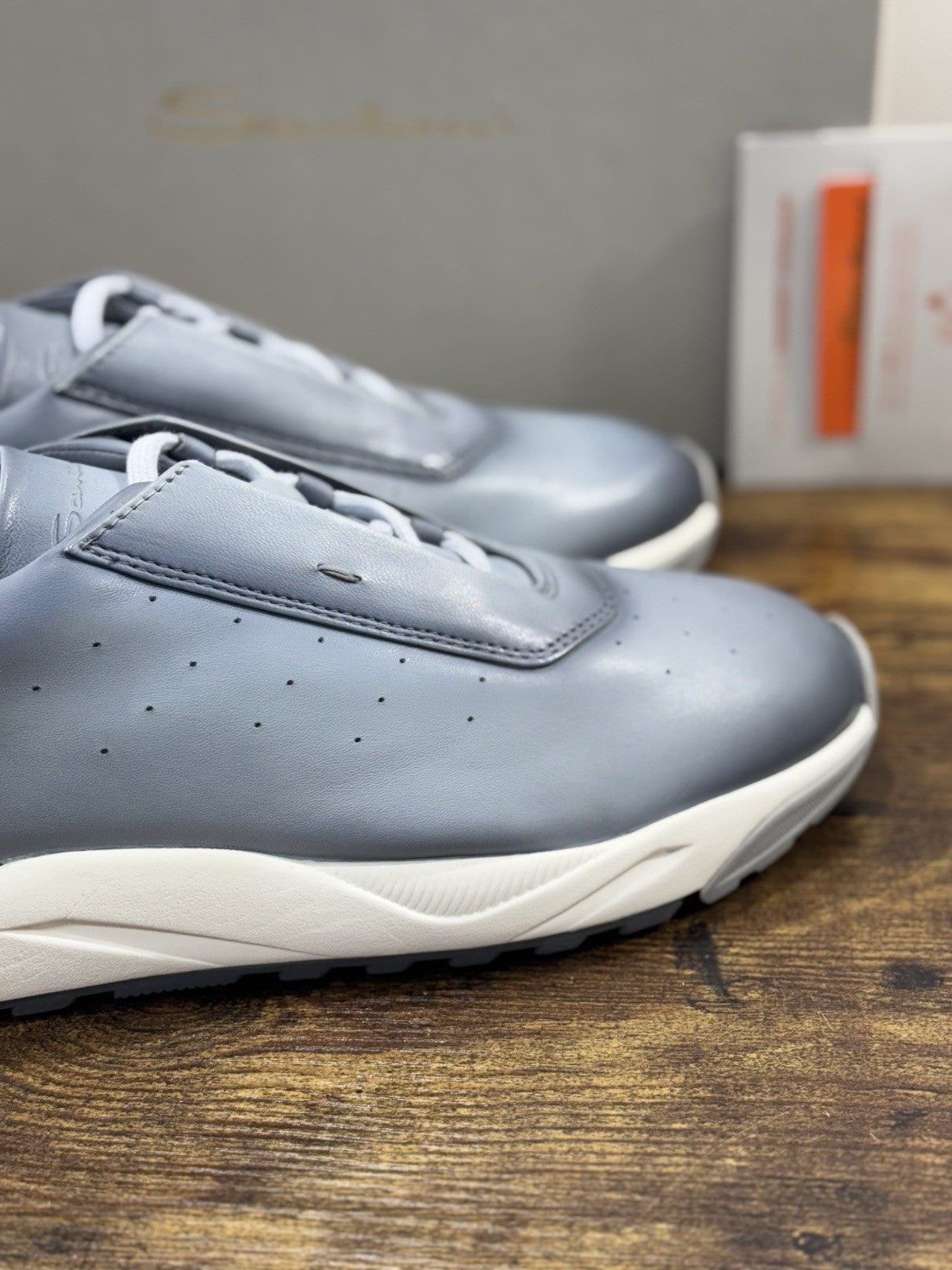 Santoni Sneaker Innova Pelle Light Blue Casual Luxury Santoni Scarpe Uomo 43