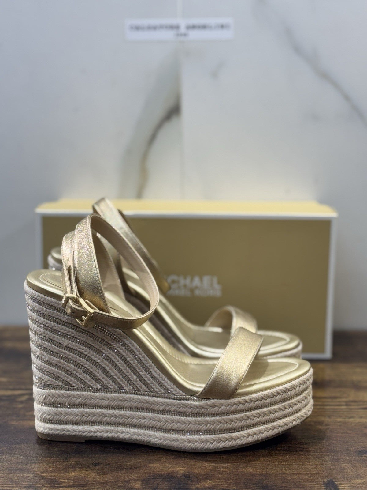 Michael Kors Sandalo Leighton Zeppa Gold  Donna 36