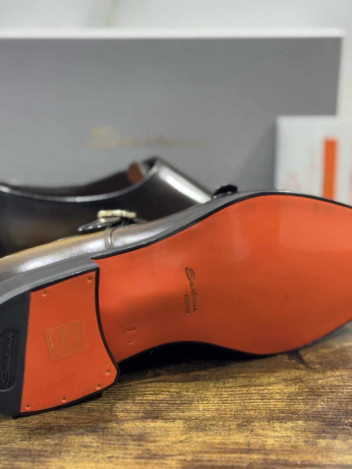 Santoni Doppia Fibbia Pelle Verde Goodyear Luxury Santoni Scarpa Uomo 41.5