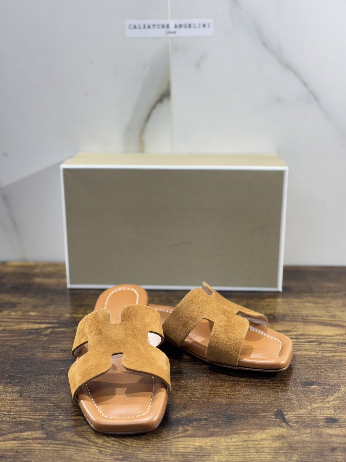 Capri Sandalo Donna In Suede Cuoio       Fatto A Mano In Italia Fondo Cuoio 37