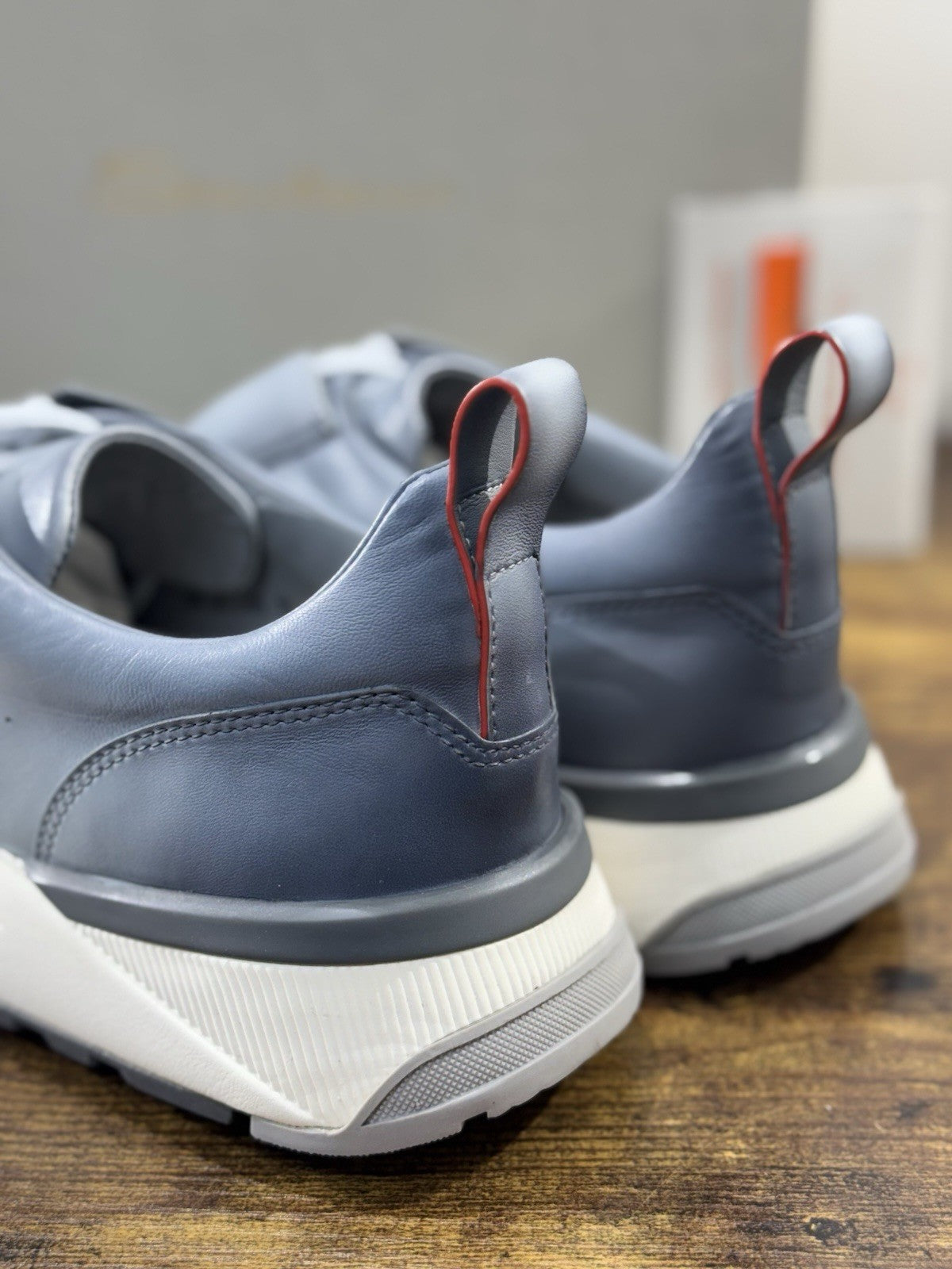 Santoni Sneaker Innova Pelle Light Blue Casual Luxury Santoni Scarpe Uomo 43