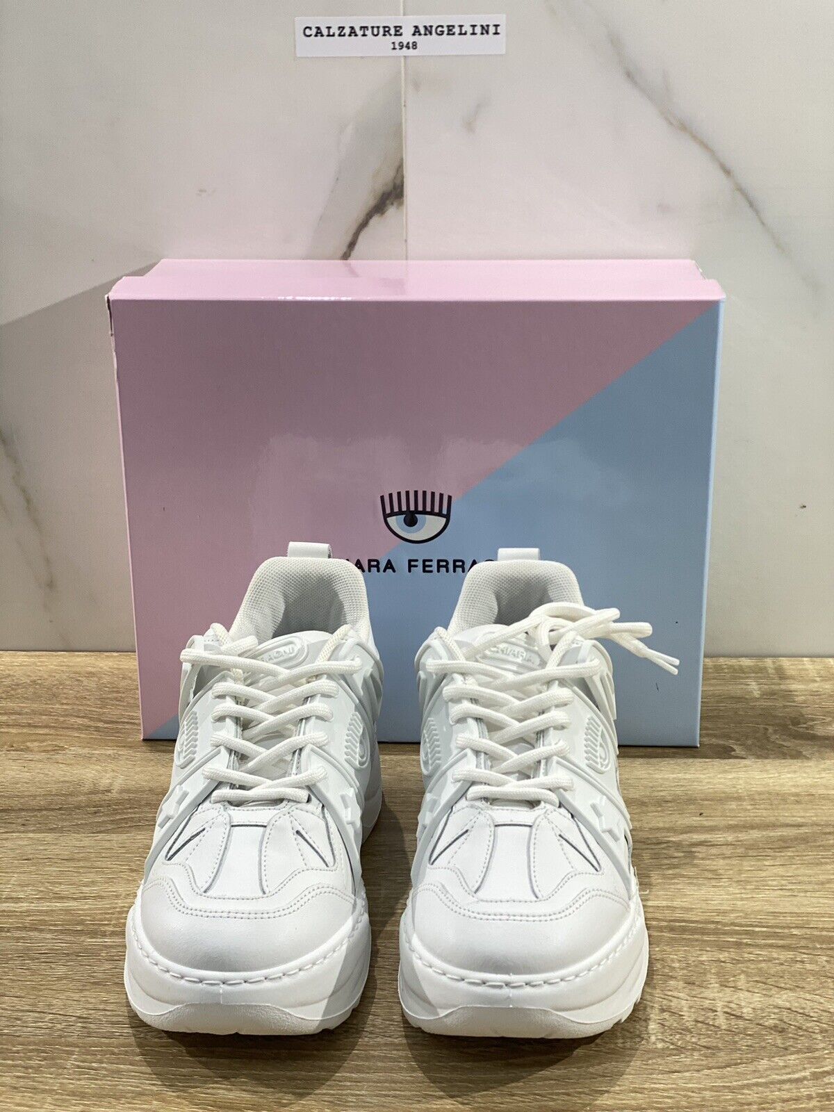 Chiara Ferragni Sneaker eye eye pelle Bianca casual shoes 41