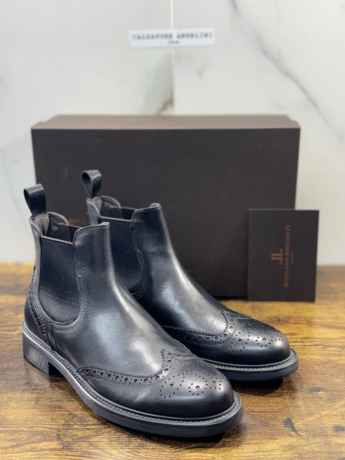 Rossano Bisconti Chelsea Boot Uomo Pelle Nero   Fully Made In Italy 42.5