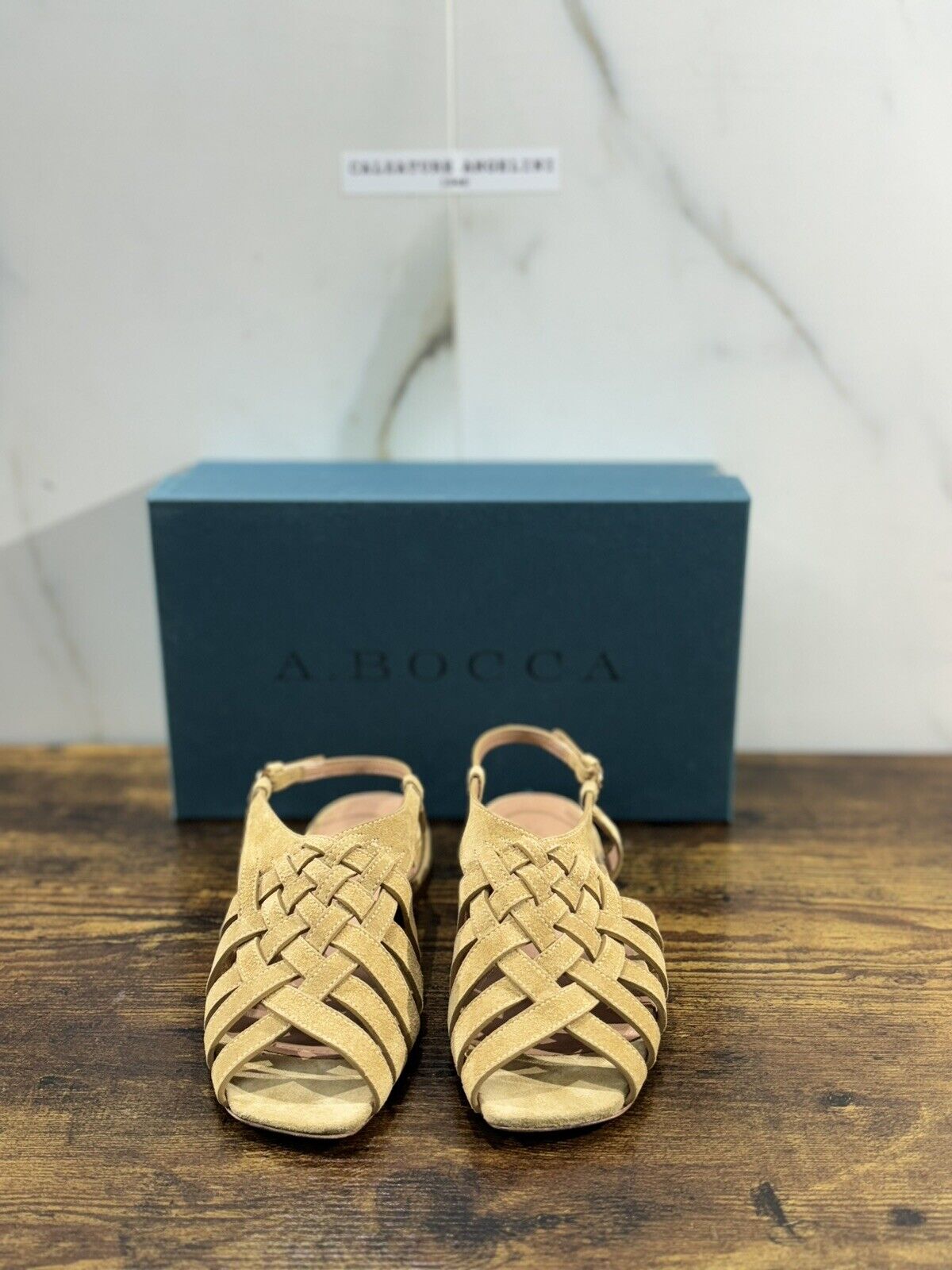 A.Bocca Sandalo Donna  Pelle Suede Beige    Luxury Woman Sandal A.Bocca 38.5