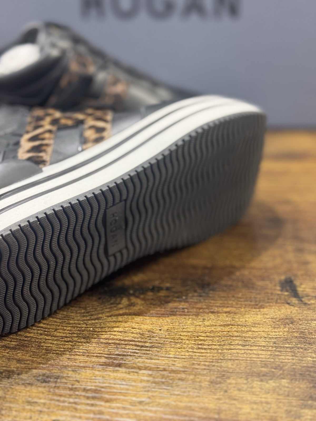 Hogan MIDI Platform Sneaker Pelle Nera Leopard Casual Hogan Donna 36