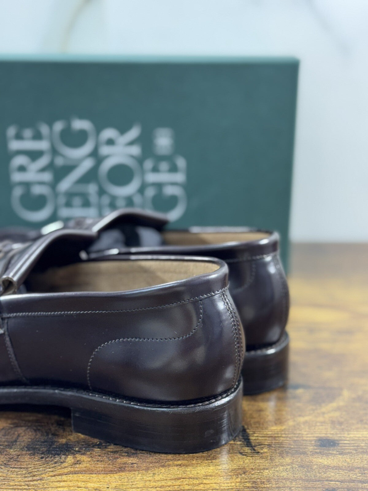 Green George Scarpa Uomo Mocassino  Nappine Pelle Brown     Luxury Handmade 42.5