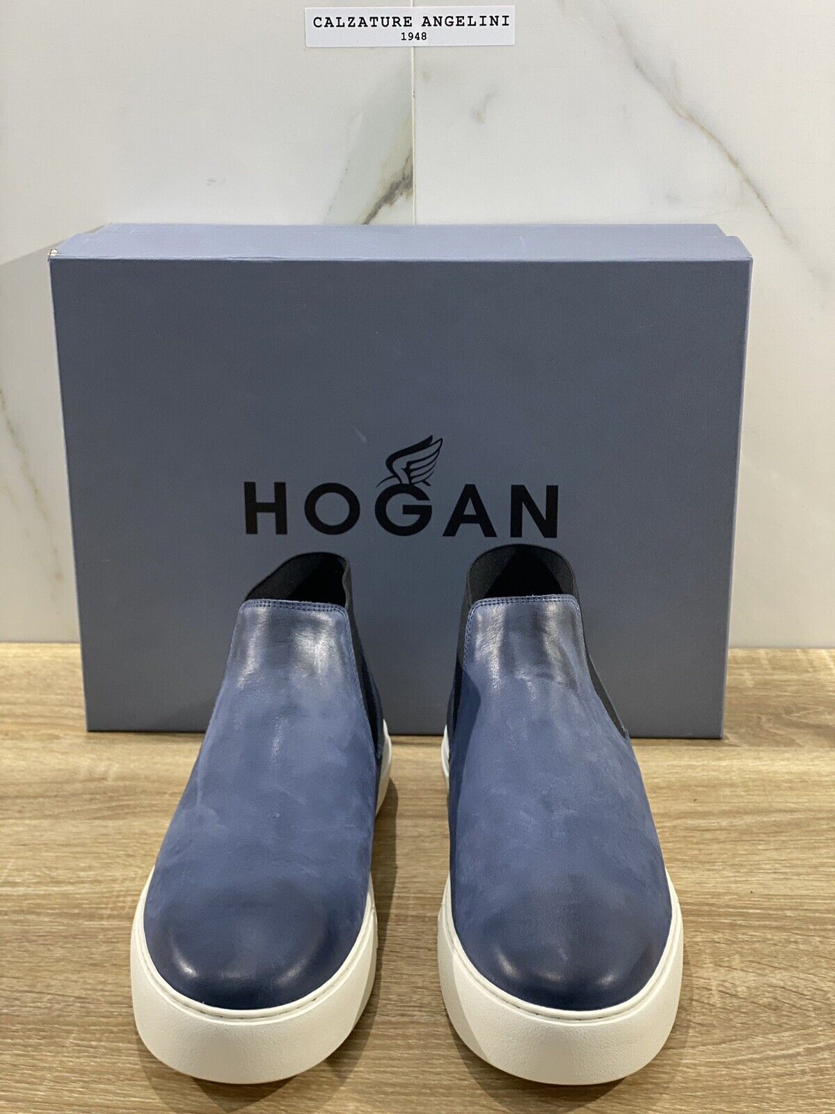 Hogan Rebel uomo chelsea mid boot Pelle Blu memory foam 39.5