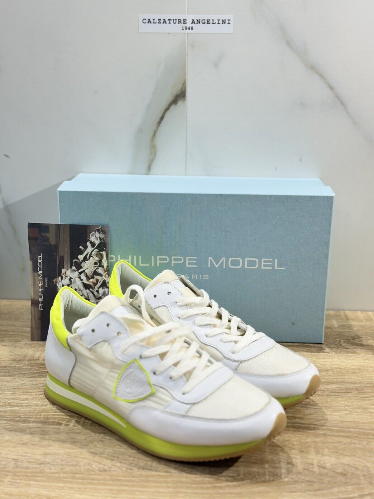 Philippe Model Tropez L  U Sneaker Uomo Pelle Bianca Neon    Causal Sneaker 45