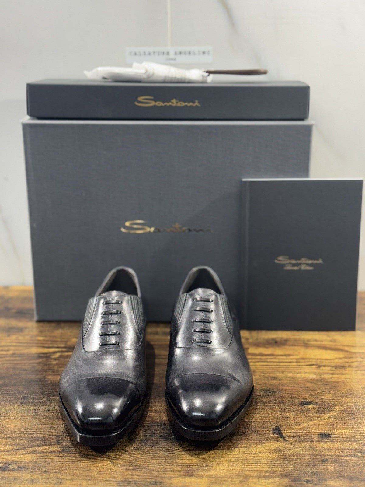 Santoni Stringata Limited Edition Box Grey Luxury Handmade Santoni Uomo 39.5