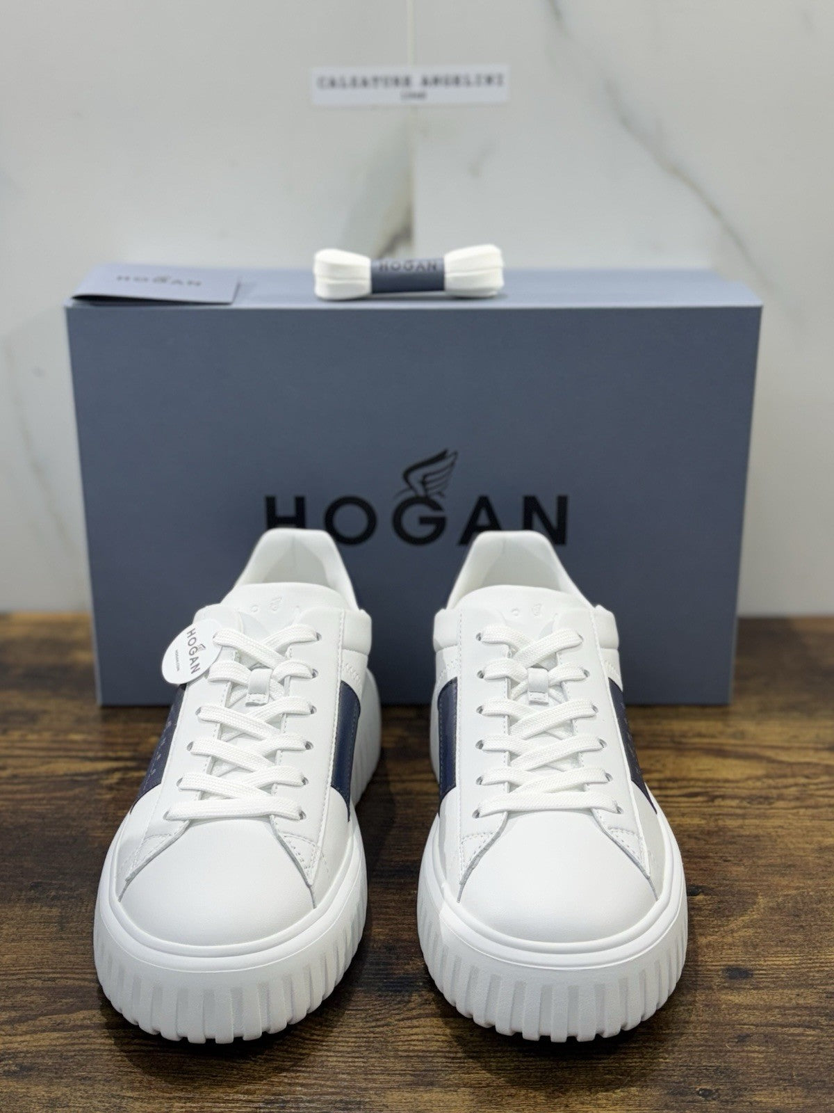 Hogan H-stripes New H Band Pelle Bianca Memory Foam Scarpa Hogan Uomo 43.5