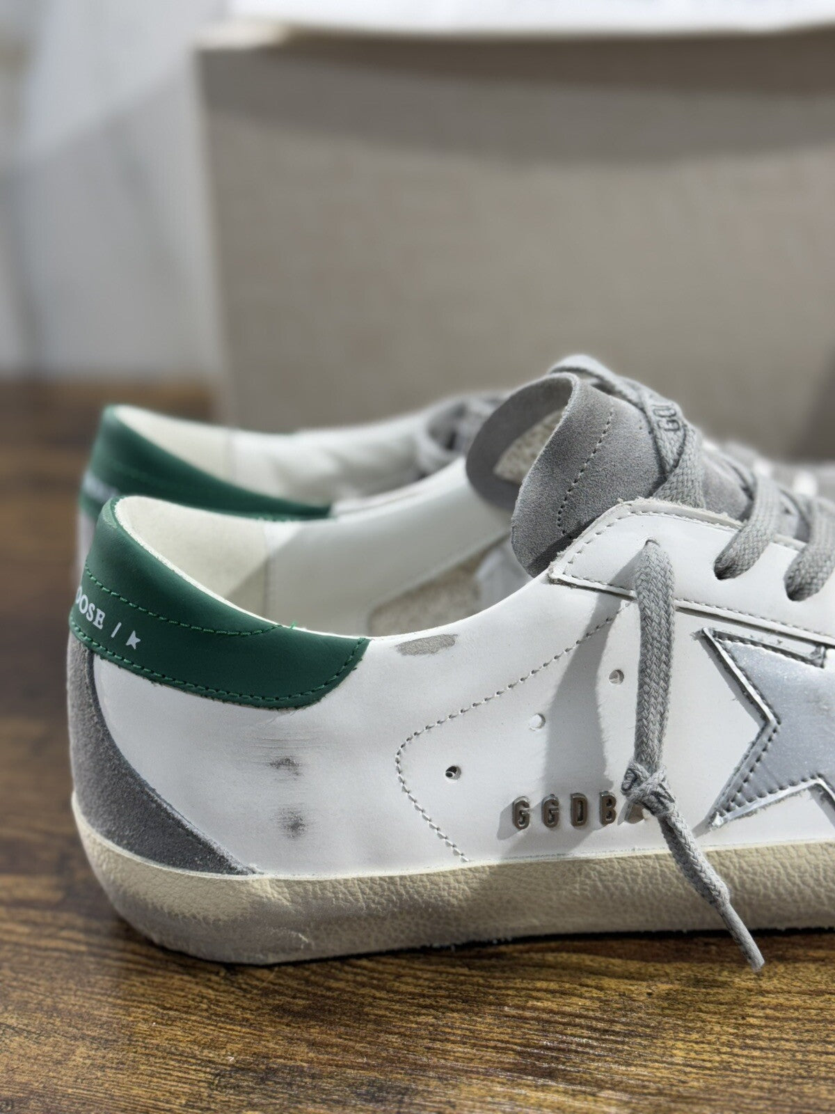 Golden Goose Sneaker Uomo Super Star White Green   Pelle Luxury Men Sneaker 40