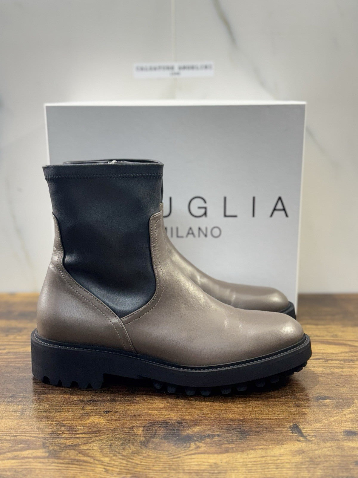 Bruglia Milano Chelsea Boot Fango  Pelle  Top Quality Scarpe Donna 38