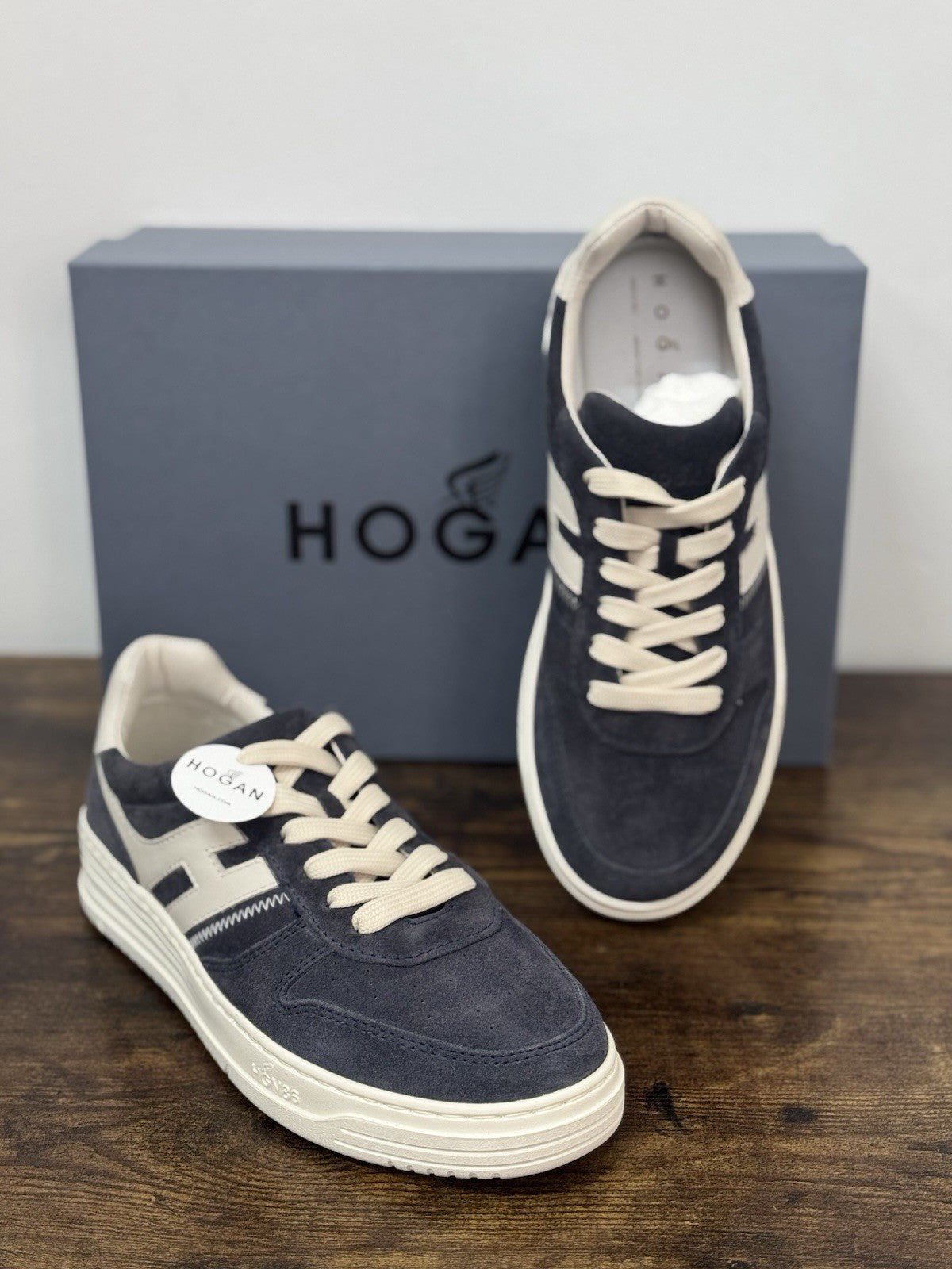 Hogan H630 Sneaker Pelle Suede Blu  Memory Foam Scarpa Hogan Uomo 43