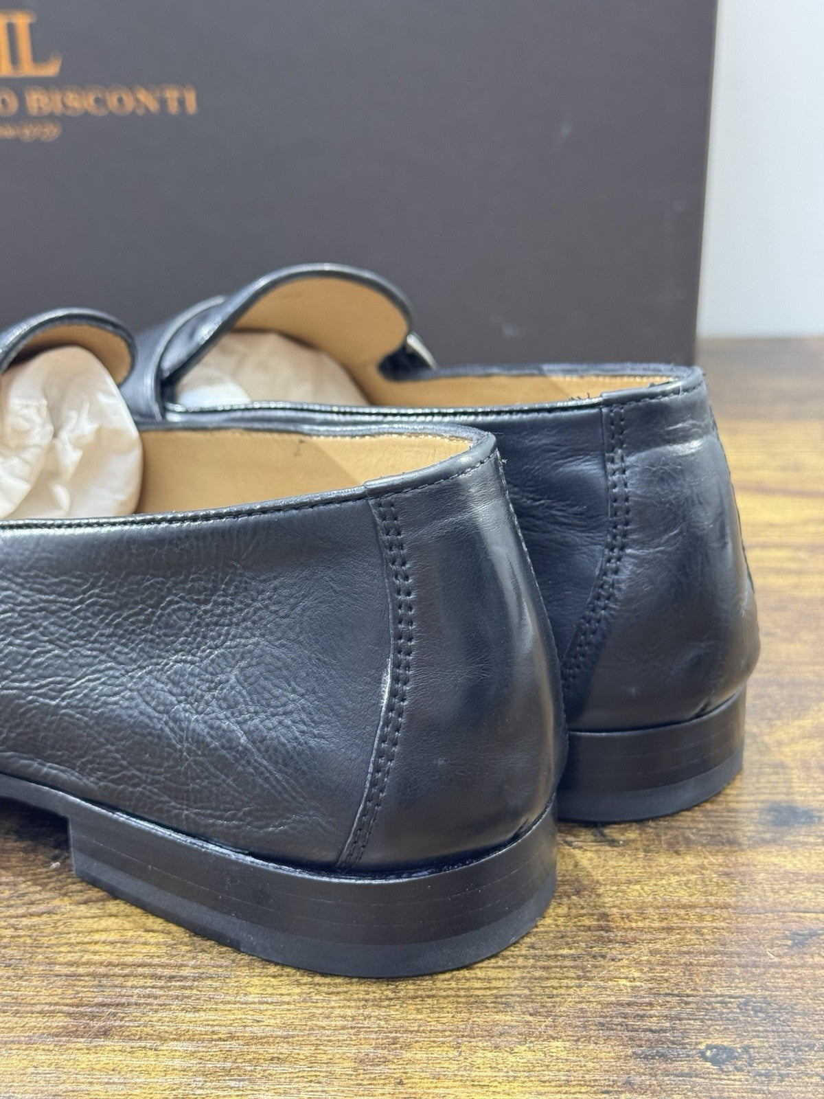 Rossano Bisconti Mocasisno  Uomo Doppia Fibbia Nero   Fully Made In Italy 44