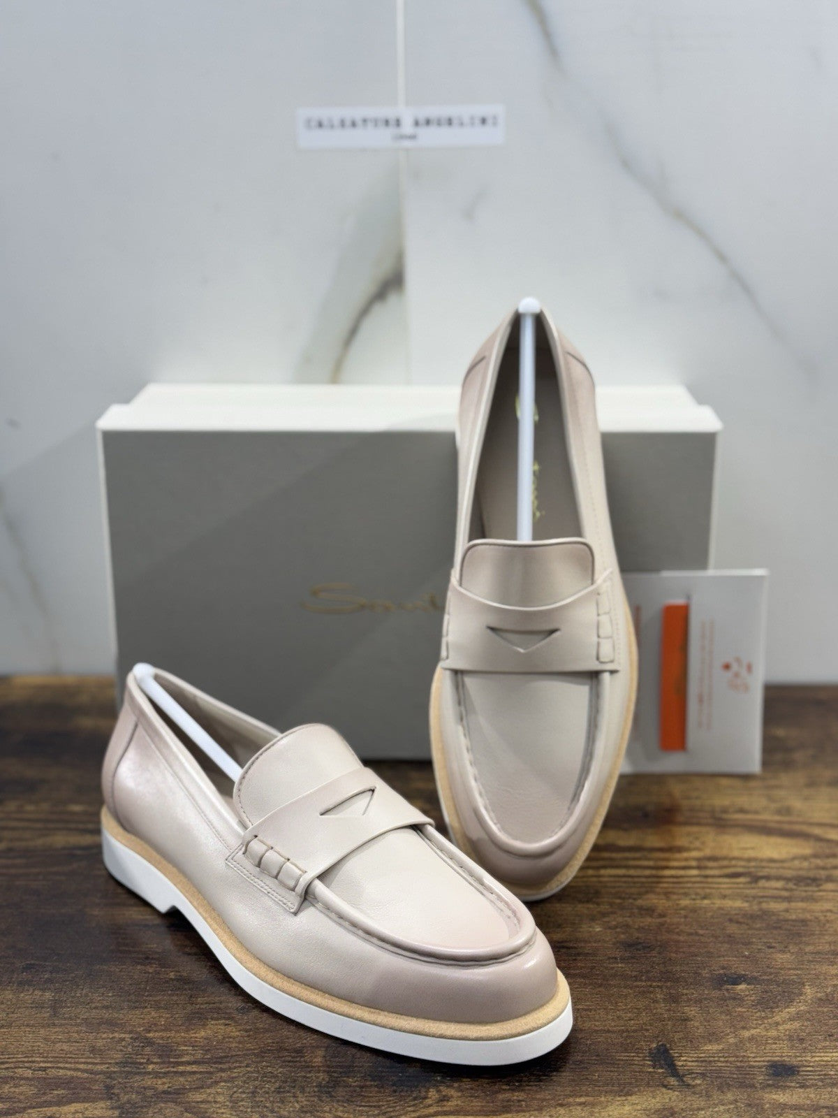 Santoni Mocassino Pelle  Beige  Luxury Santoni Scarpe Donna 40.5