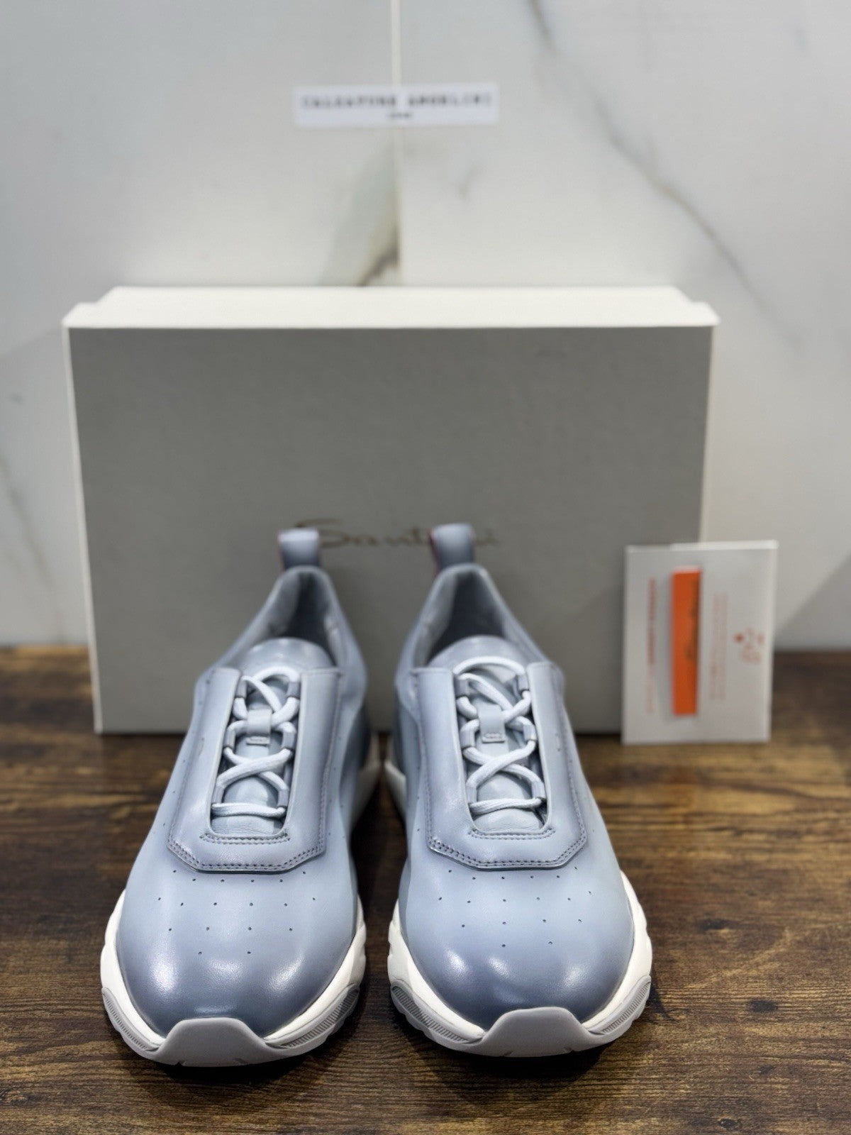 Santoni Sneaker Innova Pelle Light Blue Casual Luxury Santoni Scarpe Uomo 43