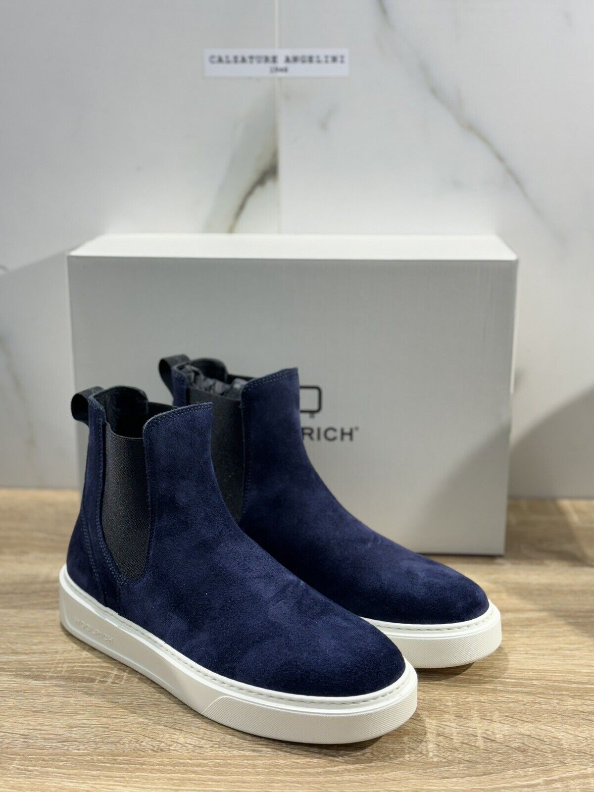 Woolrich Stivaletto Uomo Chelsea Boot Suede Blu  Fondo Vibram 42