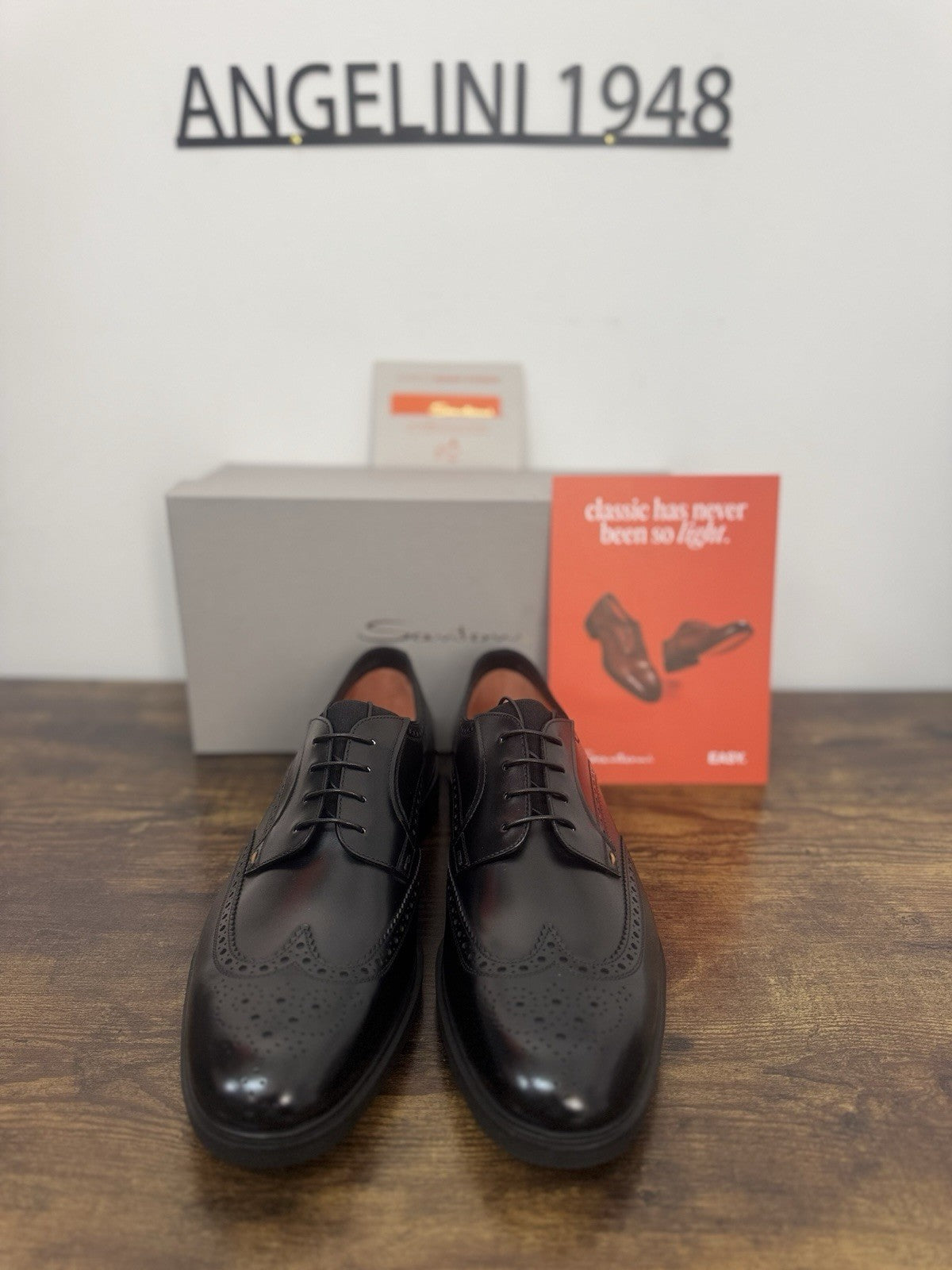 Santoni Stringata Derby Easy On Pelle Nero  Luxury Santoni Scarpa Uomo 44