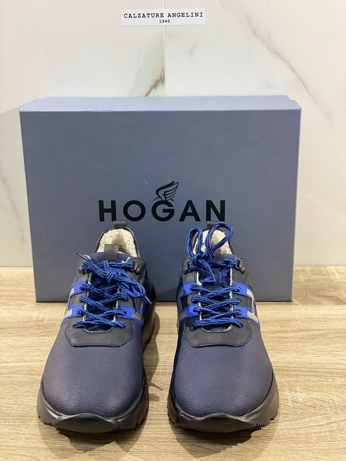 Hogan Active one uomo sneaker pelle Blu Fur luxury hogan men sneaker 43