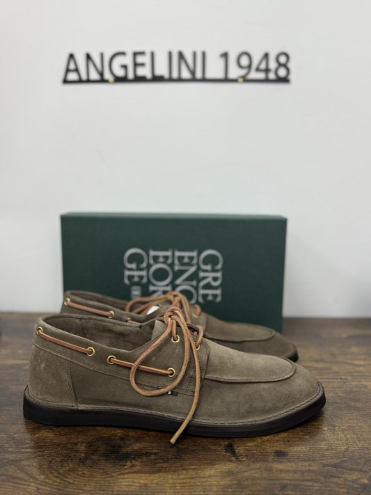Green George Mocassino Barca Suede Tortora  Handmade In Italy Uomo 42