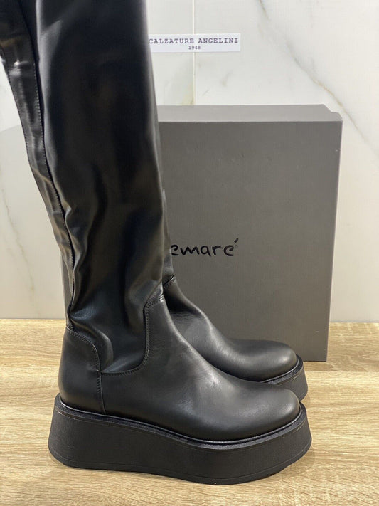 Lemare’ Stivaletto donna 3010 pelle Nero con zeppa casual boot 37