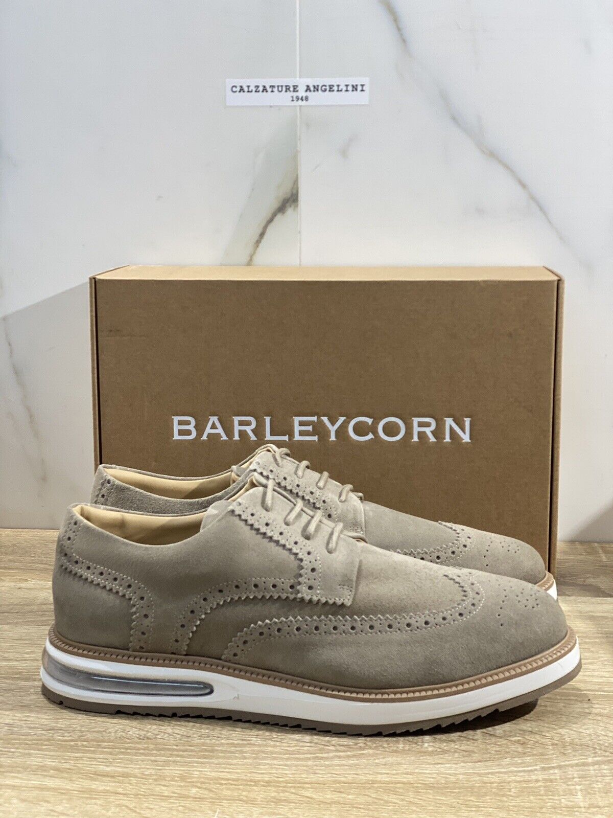 Barleycorn Air Brogue Uomo Pelle Suede Beige Extralight Casual Men Shoes 47