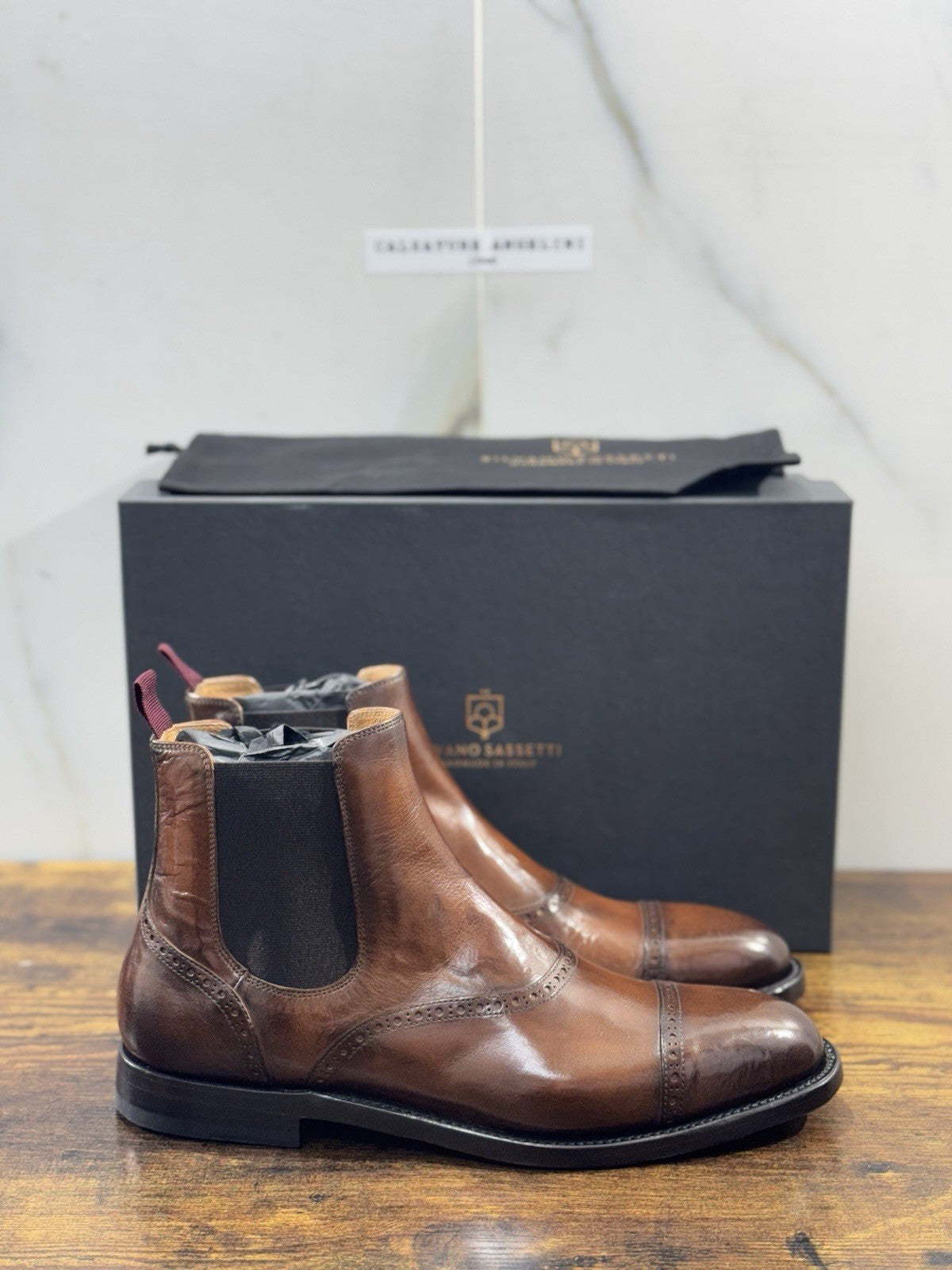 Silvano Sassetti Chelsea Boot Pelle Cuoio  Luxury Handmade Donna 37