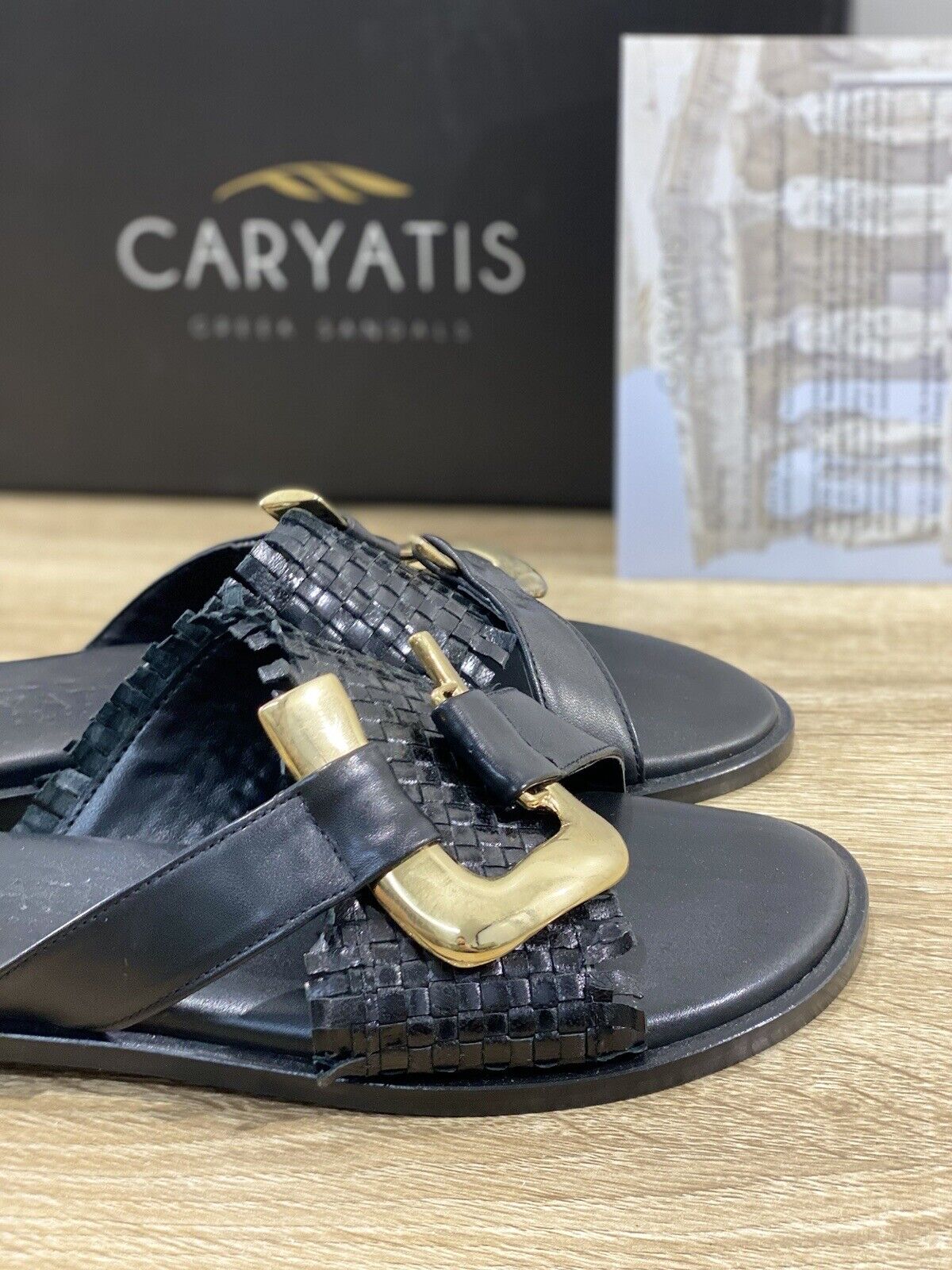 Caryatis Sandalo Donna Greek Original Sandals Pelle Nero 36