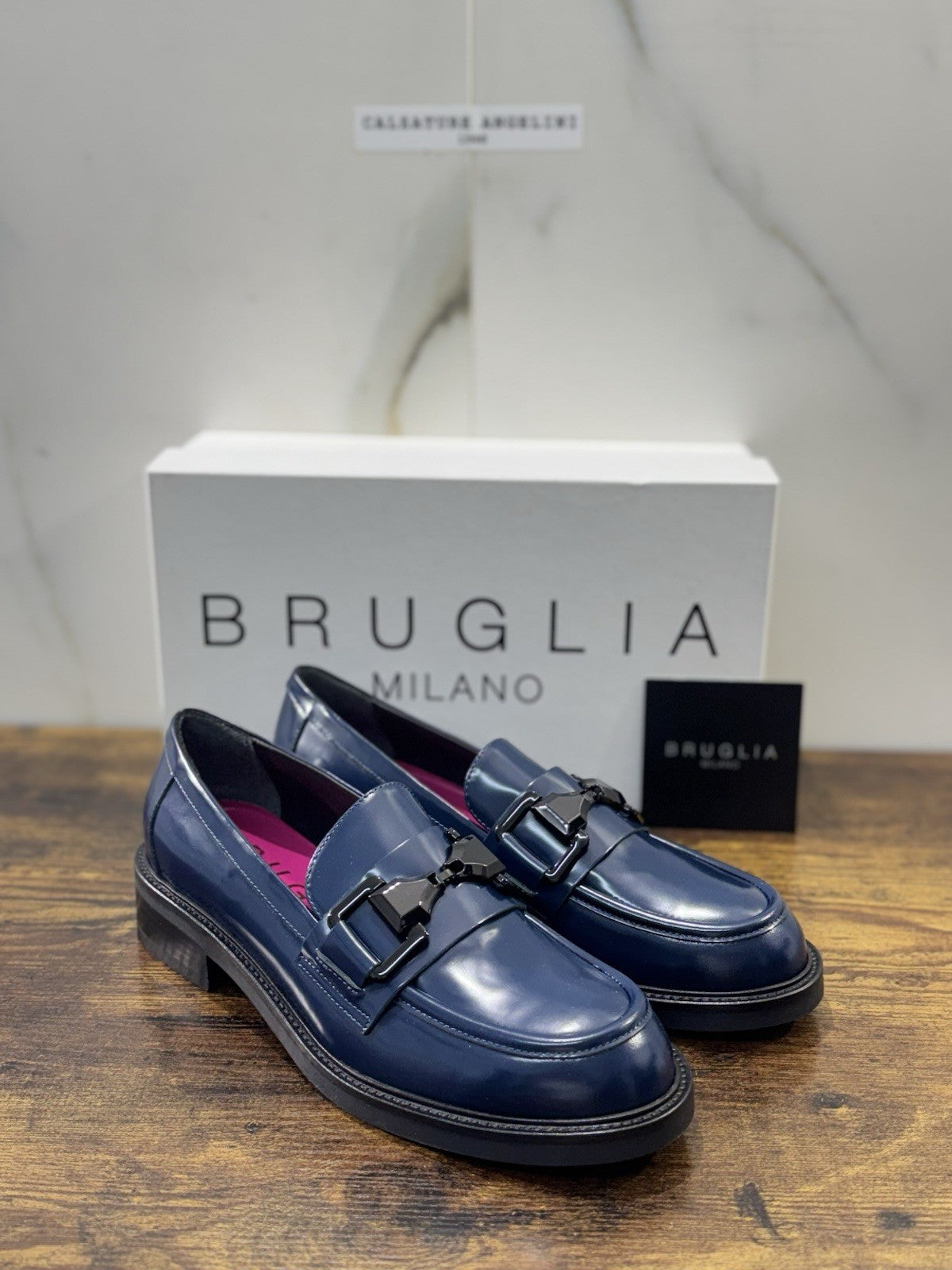 Bruglia Milano Mocassino Blu    Pelle  Top Quality Scarpe Donna 40