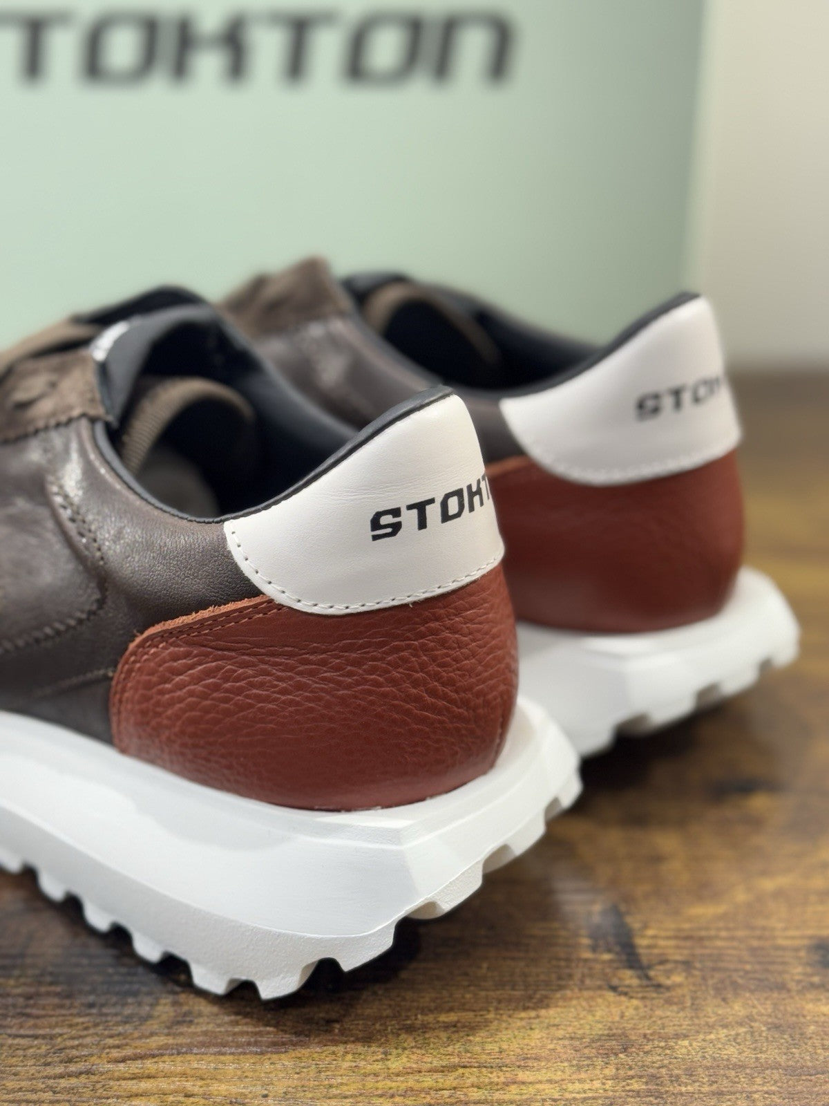 Stokton Sneaker Pelle Marrone   100% Made In Italy Uomo 44