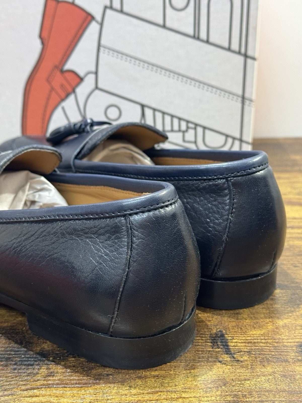 Il Mocassino Pelle Blu Nappine  Casual Scarpa Uomo Fatta A Mano 42
