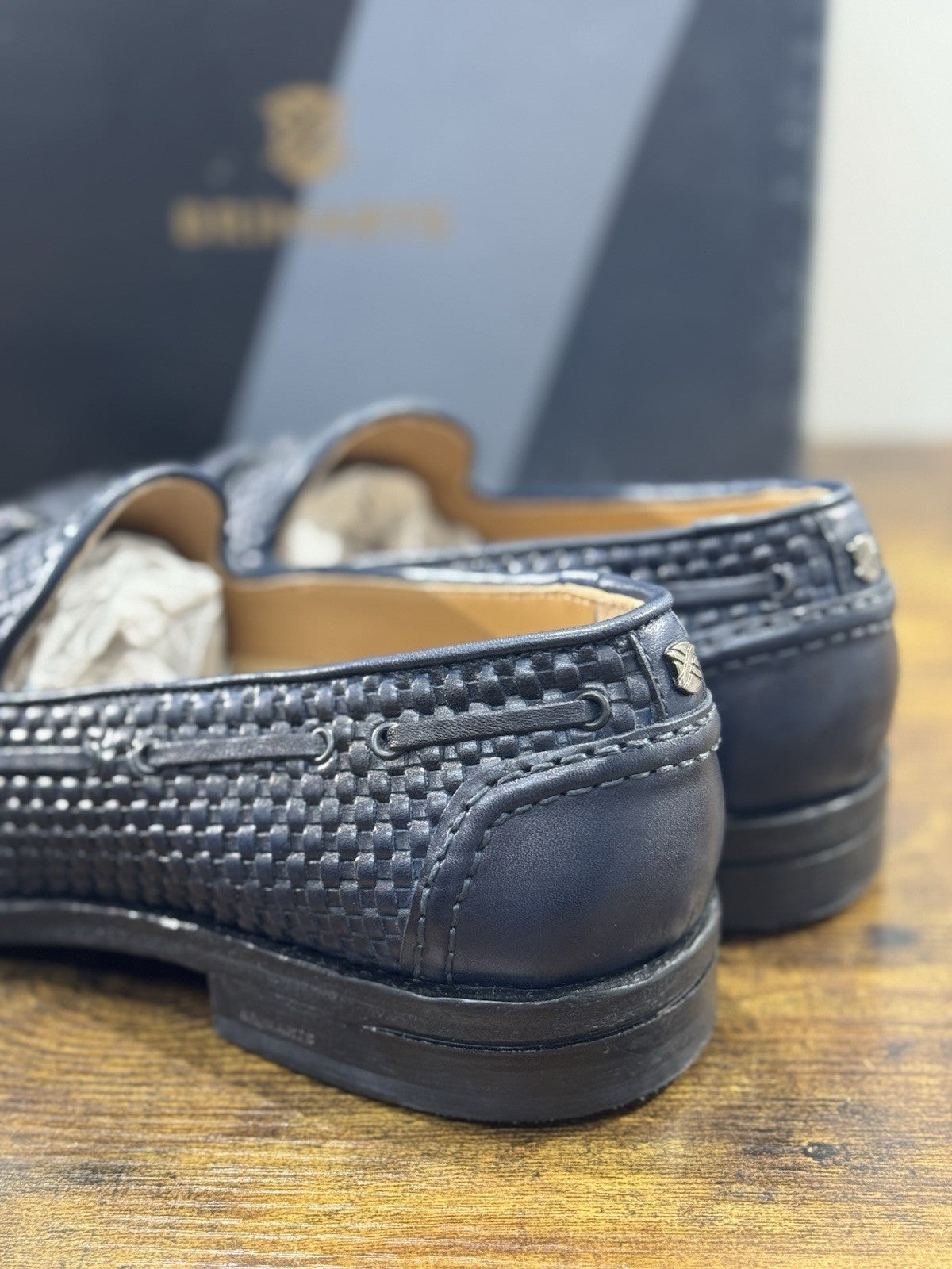 Brimarts Mocassino Uomo Intrecciato Pelle Blu 44