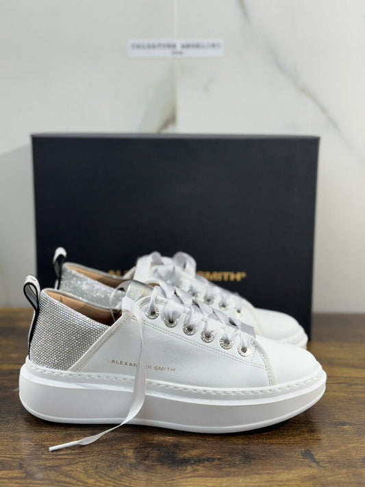 Alexander Smith London  Sneaker Donna Wembley  Pelle White Silver 37