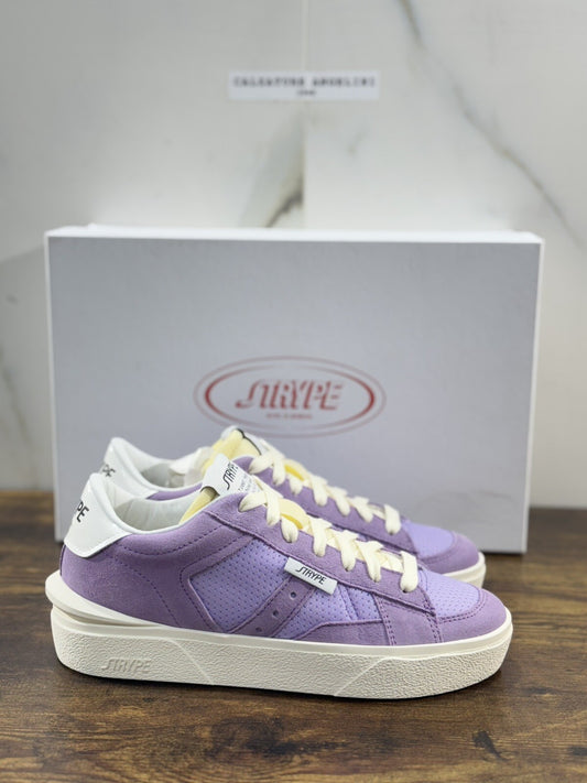 Strype Sneaker Donna  Low Top Pelle  Suede Lilla   Casual Woman Shoes 41