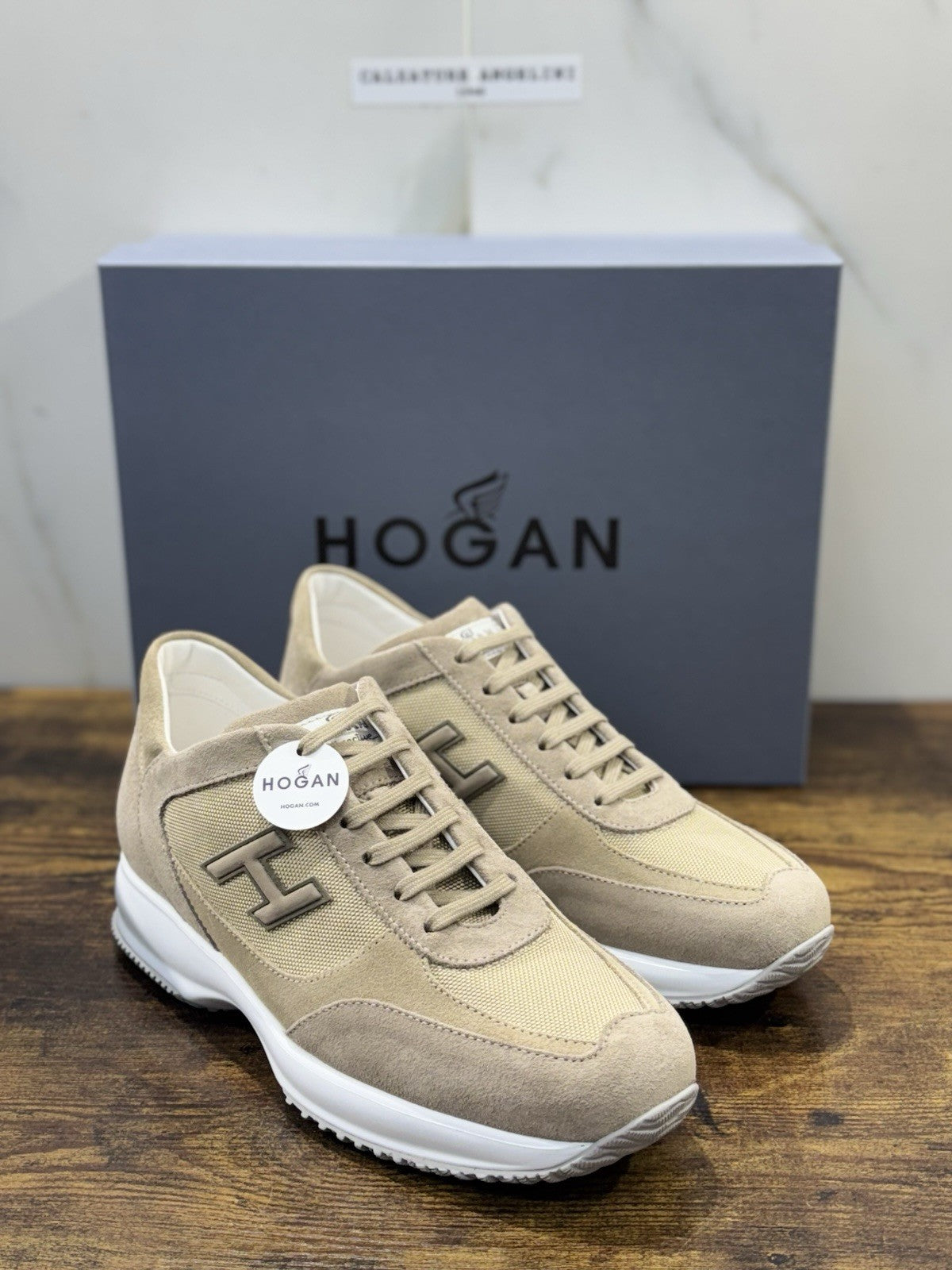 Hogan Interactive Suede Beige Casual Scarpa Hogan Uomo 43