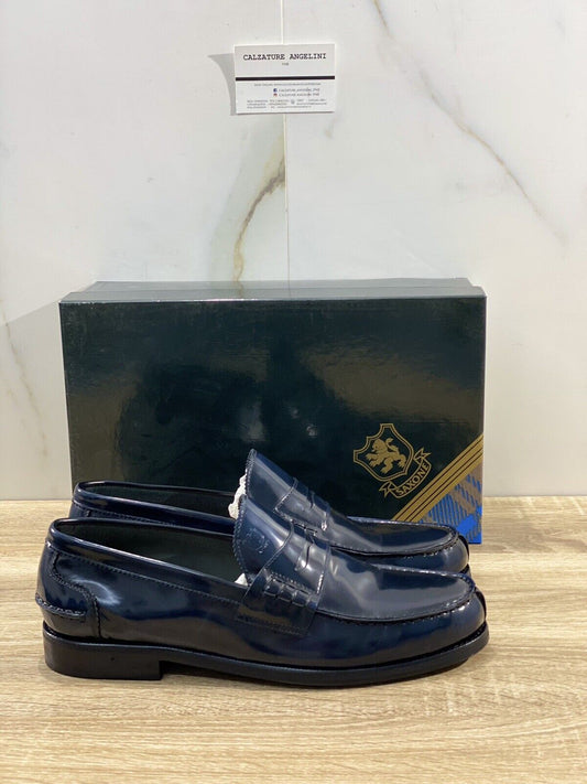 Saxone Mocassino R1000 uomo pelle polish Blu fondo cuoio men  saxone 40.5