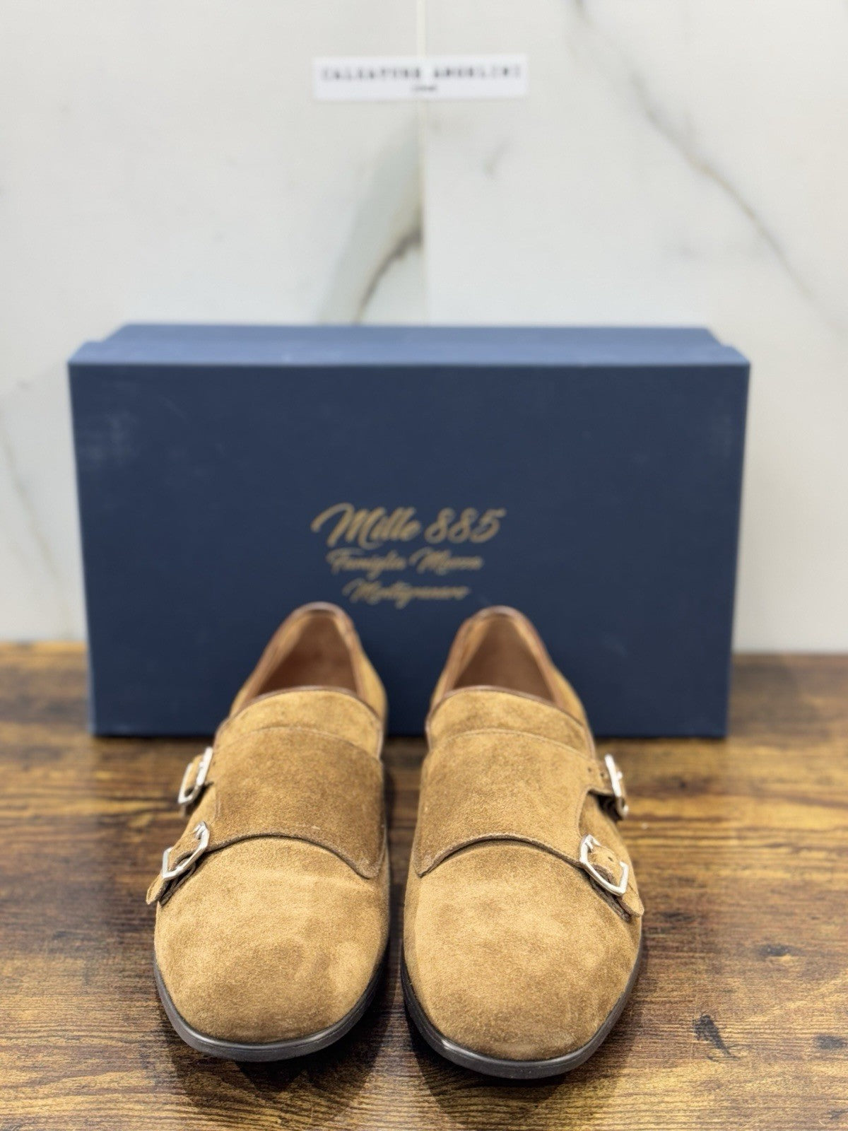Mille 885 Mocassino Doppia Fibbia  Suede Snuff  Fatto A Mano In Italia Uomo 40